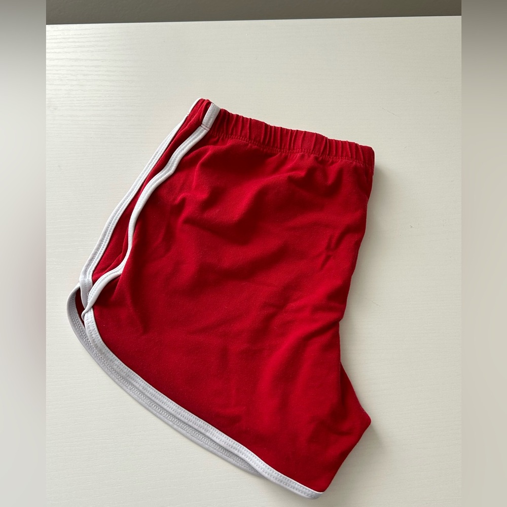 Red Athletic Shorts with White Trim